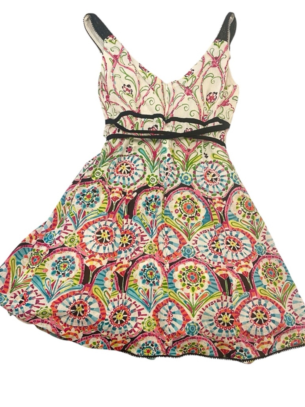 Vintage y2k Nanette Lepore Babydoll Floral Dress, Fit & Flare Silk Cotton, 4 - Picture 5 of 8